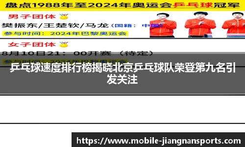 乒乓球速度排行榜揭晓北京乒乓球队荣登第九名引发关注